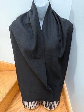 Jos. A. Bank 100% Cashmere Black Fringe Scarf - Classic Luxury